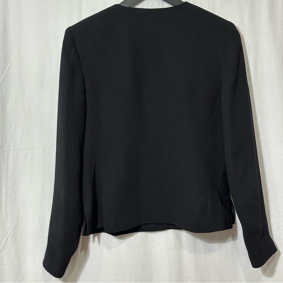Vintage Black Finity Studio Collarless Blazer/Jacket V-neck Size 8 - Picture 2 of 9